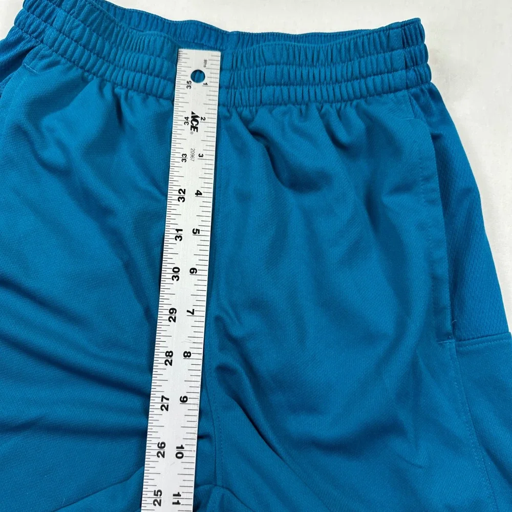 Nike Dri-FIT Shorts Large Teal Blue Neon Yellow Graphic Athletic Basketball Kids